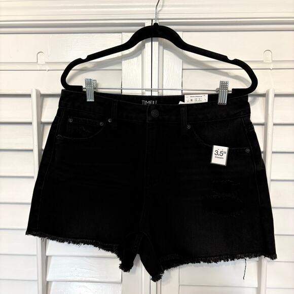 Time‎ And Tru Black High Rise Denim Shorts Size 8 - Picture 1 of 5